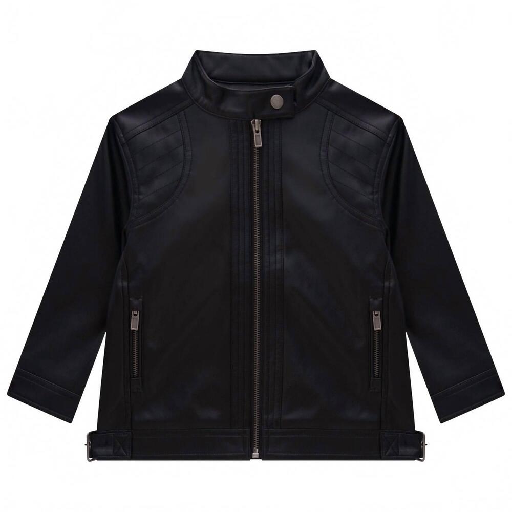 NEW MILON boys' leather jacket in black